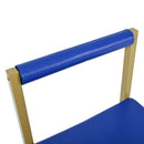 7-Piece Multi-Functional Modern Counter Height Dining Bar Table Set with Open Shelves and 6 Upholstered Stools for Dining Room, Bar and Cafe (White and Blue)