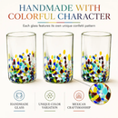 Hand Blown Mexican Drinking Glasses – Set of 6 (Climbing Confetti) by The Wine Savant