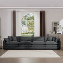 Modern Upholstered 4 Seater Fabric Sofa With Arm And Throw Pillows