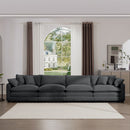Modern Upholstered 4 Seater Fabric Sofa With Arm And Throw Pillows by HouseOfZazla