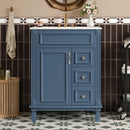 Bathroom Vanity With Ceramic Sink, Compact Cabinet With 2 Drawers And Adjustable Shelf - Blue by HouseOfZazla