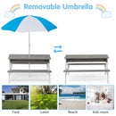 3-In-1 Kids Outdoor Wooden Picnic Table With Umbrella, Convertible Sand & Water, ASTM & CPSIA Certification by Unique Piece Furniture