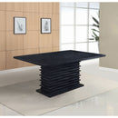 Monette - Rectangle Dining Table With Layered Pedestal Base - Black by HouseOfZazla