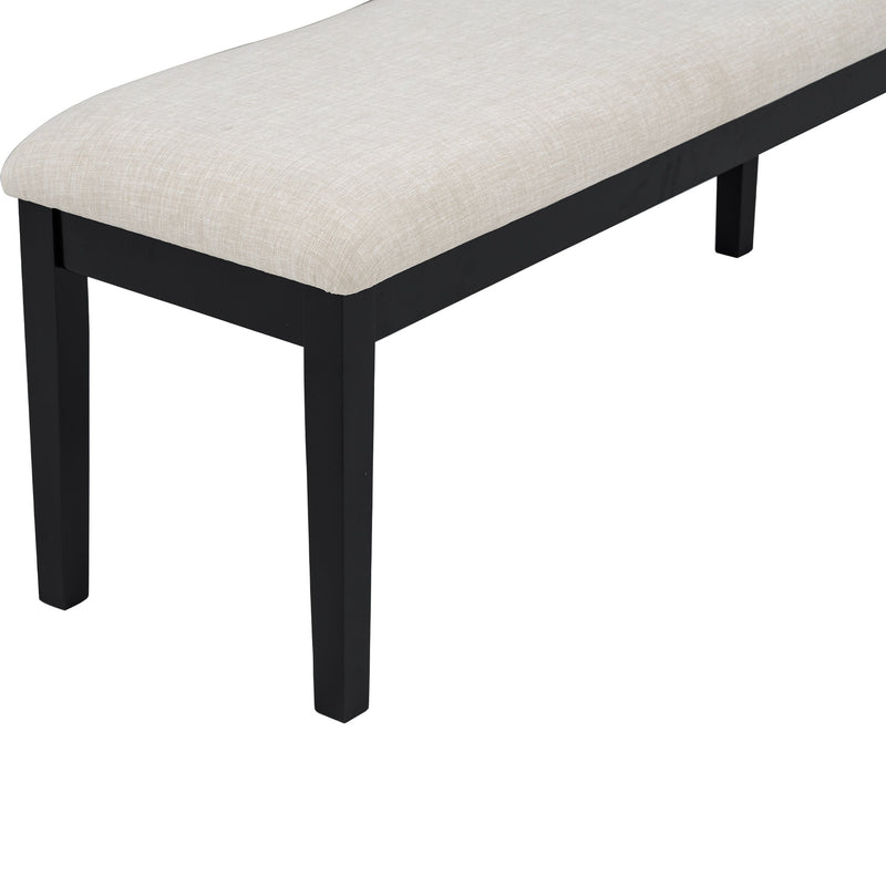 6-Piece Modern Style Dining Set with Faux Marble Table and 4 Upholstered Dining Chairs & 1 Bench (White)