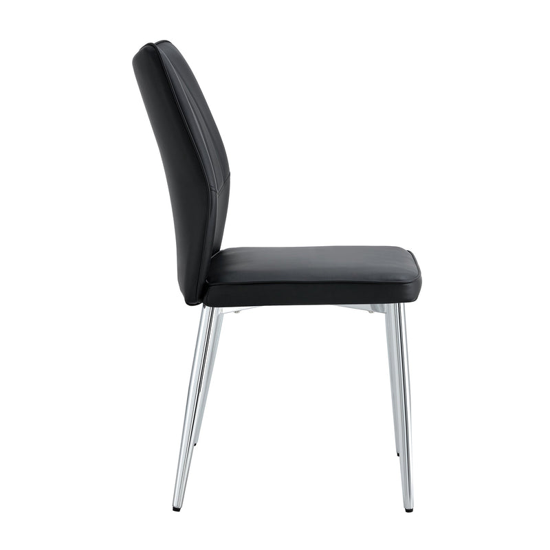 6 black dining chairs. Modern chairs from the Middle Ages. Made of PU material cushion and silver metal legs. Suitable for restaurants and living rooms