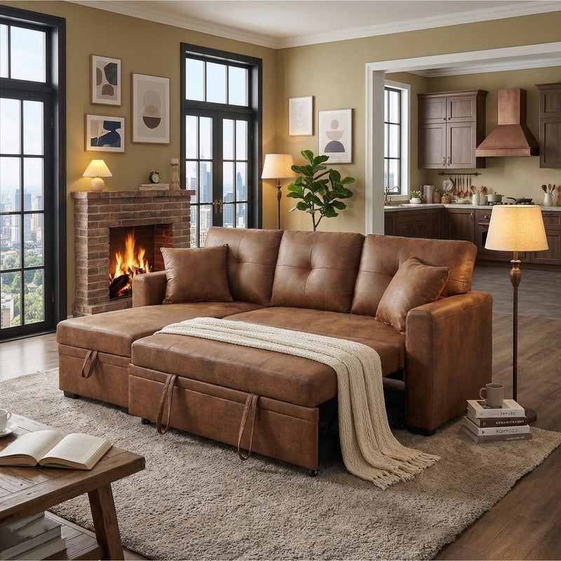 Reversible Chaise Sleeper Sofa with Pull-Out Bed, photo 3 of 8