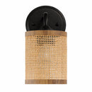 Reef - Single Lights Wall Sconce With Natural Shade Rustic Wicker Wall Light - Black / Rattan by HouseOfZazla