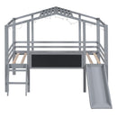 Loft House Bed With Ladder And Slide, With board And Light Strip On The Roof by HouseOfZazla