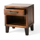 End Table in Brown Acacia Wood with Storage Drawer and Shelf by HouseOfZazla