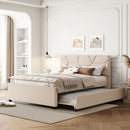 Upholstered Platform Bed With Brick Pattern Headboard And Twin Long Size Trundle by Unique Piece Furniture