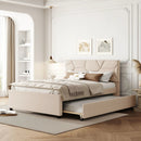 Upholstered Platform Bed With Brick Pattern Headboard And Twin Long Size Trundle by HouseOfZazla