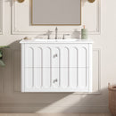Floating Bathroom Vanity With Oval Knobs & Round Edge, Soft Close Drawer Slides by HouseOfZazla