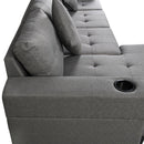 Modern Sectional Sofa Set With L Shape Chaise Lounge, Cup Holder, 4 Seat - Gray by HouseOfZazla