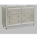 6 Drawer Bedroom Dresser With Diamond Patterned Drawer Fronts - Silver by HouseOfZazla
