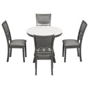5-piece Dining Round Table Set with One Faux Marble Top Dining Table and Four PU-leather Chairs,Grey