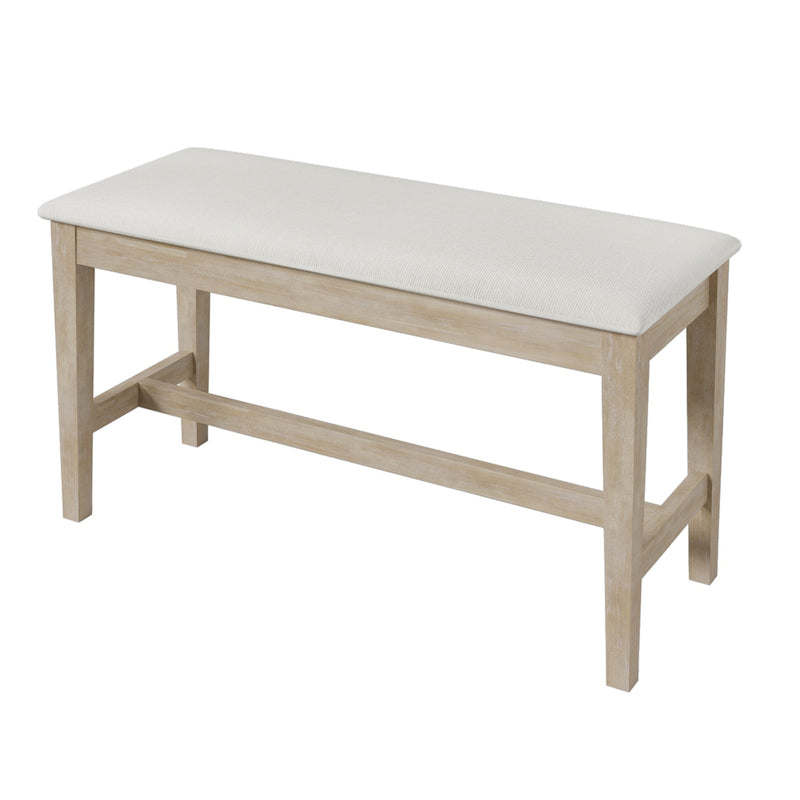 6-Piece Wood Half Round Dining Table Set Kitchen Table Set with Long Bench and 4 Dining Chairs, Modern Style, Natural