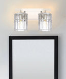 14"W Sloane 2-Light Vanity Polished Nickel with Clear Grooved Glass by LampsUSA