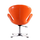 Upholstered Swivel Lounge Chair With Chrome Base And Adjustable Height - Orange by HouseOfZazla