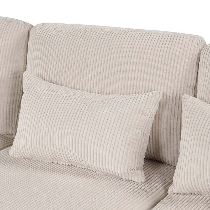 5 Pieces L shaped Sofa with Removable Ottomans and comfortable waist pillows
