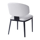 7 Pieces Contemporary Dining Set with Faux Leather Chairs and Metal Legs , Black+White+Natural Wood Finish