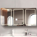 60x30 Inch LED Bathroom Medicine Cabinet Surface Mount Double Door Lighted Medicine Cabinet, Medicine Cabinets for Bathroom with Mirror Defogging, Dimmer Black