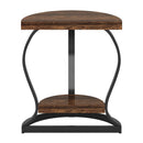 Half Round End Table With Frame, 2 Tier Semi Circle For Entryway - Brown / Black by HouseOfZazla
