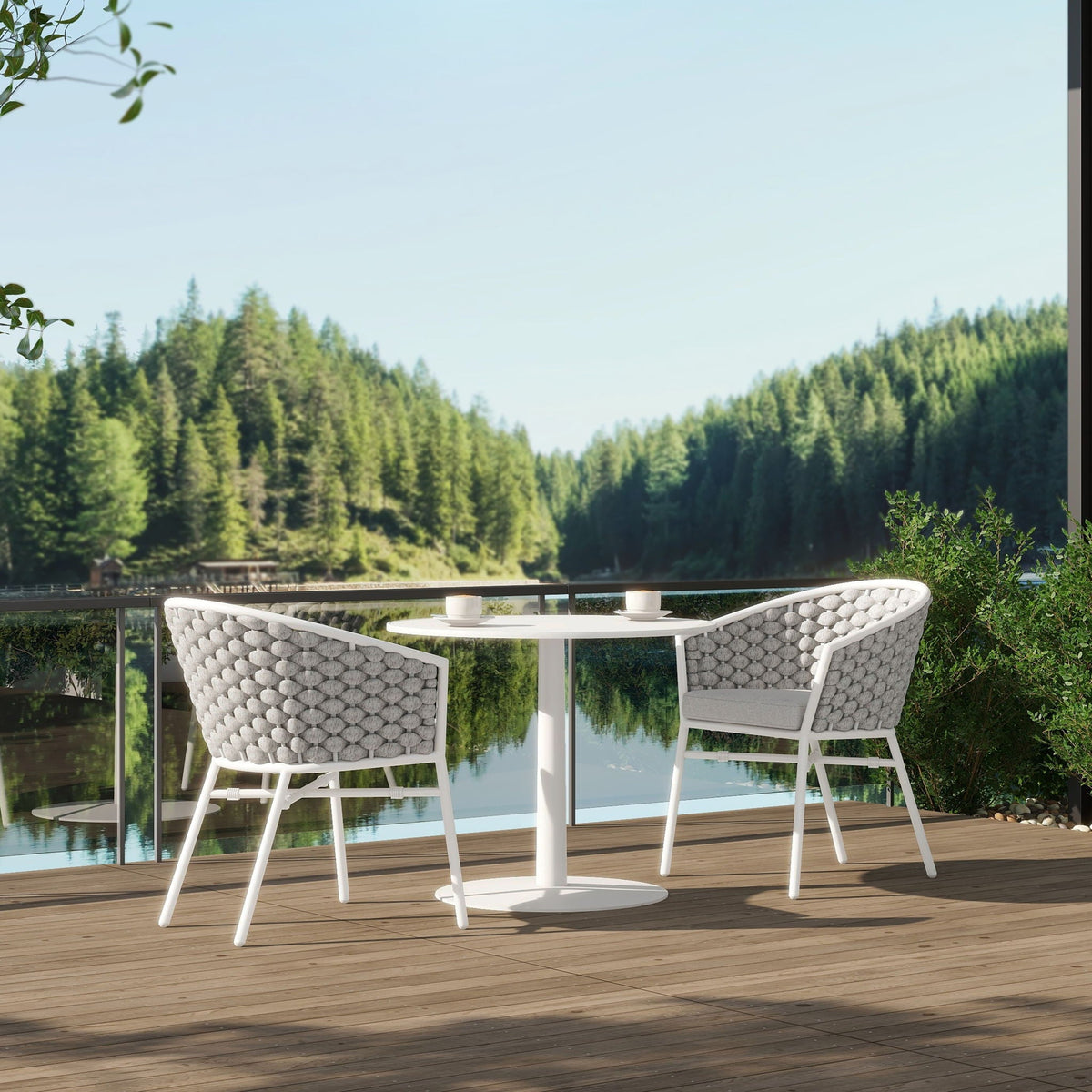 Rowan - Rope Barrel Back Patio Dining Chairs (Set of 2) - Optic White, photo 3 of 7
