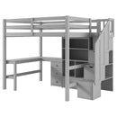 Loft Bed & L Shaped Desk, Drawers, Cabinet, And Storage Staircase by HouseOfZazla