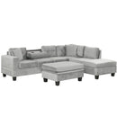 Modern Sectional Sofa With Storage Ottoman, L - Shape Couch With 2 Pillows And Cup Holders by HouseOfZazla