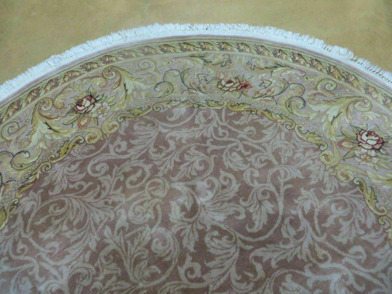 6' X 6' Round Handmade Fine Chinese Floral Oriental Silk Wool Rug Carpet Nice