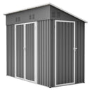 4x8 Slope-Roof Reinforced Storage Shed with Weatherproof Sloping Roof & 4 Air Vents, Heavy-Duty Sturdy Metal Frame, Left/Right Optional Door, Outdoor Tool Shed Warehouse for Garden Storage Pet House by Montret