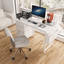 Office Desk With Power Outlet, 3 Drawers And Side Pocket For Office - White by HouseOfZazla