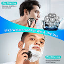 6 In 1 9D Electric Head Shaver for Men Cordless Rechargeable Wet Dry Razor with LED Display Travel Lock Stall Protection Cleaning Reminder