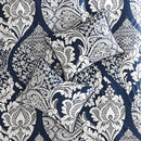 7 Piece Cotton Printed Comforter Set - Indigo - Cal King