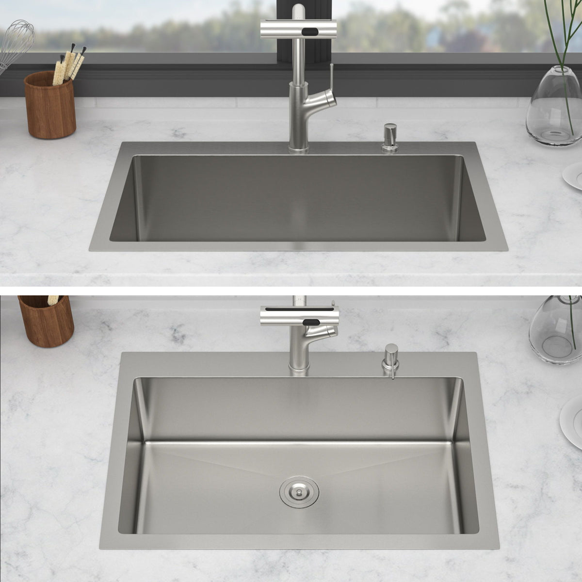 Drop-In Kitchen Sink With Pull-Out Faucet And Soap Dispenser, photo 15 of 20