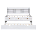 Captain Bed With Built In Bookshelves, 3 Storage Drawers, And Trundle