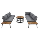 6-Piece Outdoor Sectional Sofa Set with Round Nesting Coffee Tables and Seating Sofa with Cushions for Patio, Porch and Garden (Grey)