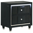 Ravenne 2-drawer Velvet Upholstered LED Nightstand with USB Black