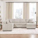 Oversized Sectional U-Shaped Sofa With Chaise Lounge And Three Soft Throw Pillows by Unique Piece Furniture