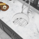 Ceramic Circular Kitchen Sink With Drain Assembly And Bottom Grid, 18" Dual Mount - White by HouseOfZazla