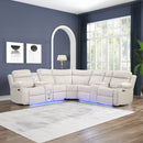 Lacrosse - Power Reclining Sectional Sofa & Bluetooth Speakers, LED Lights, Console Storage, Cup Holders And USB Charging - Beige by HouseOfZazla
