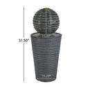 31.5" Tall Striped Column Fountain With LED Light Design For Outdoor Spaces - Gray by HouseOfZazla