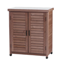 Potting Bench With Storage Cabinet And Metal Table Top For Outdoor by Unique Piece Furniture