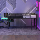 Modern Gaming Mid Loft Bed With Desk And LED Lights by Unique Piece Furniture
