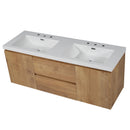 Double Sink Bathroom Vanity, Cabinet & Soft Close Doors, Divided Drawers, Wall Mounted Storage - Wood by HouseOfZazla