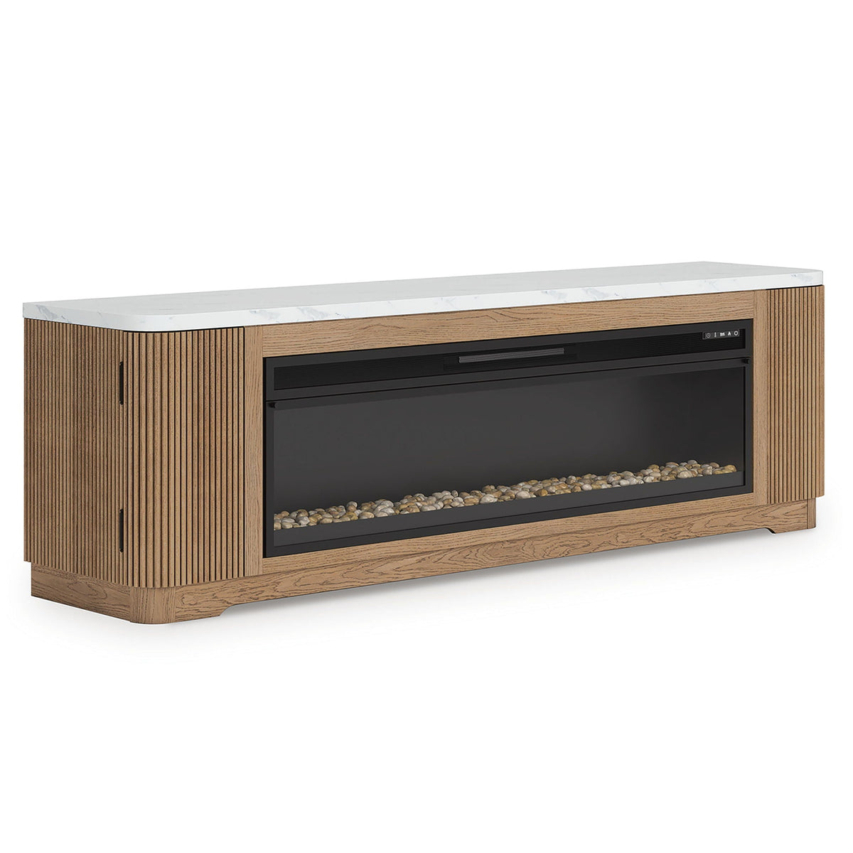 Camdill - 80" TV Stand With Electric Fireplace - Light Brown, photo 5 of 7