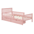 Platform Bed With Guardrails On Both Sides And 2 Storage Drawers by HouseOfZazla