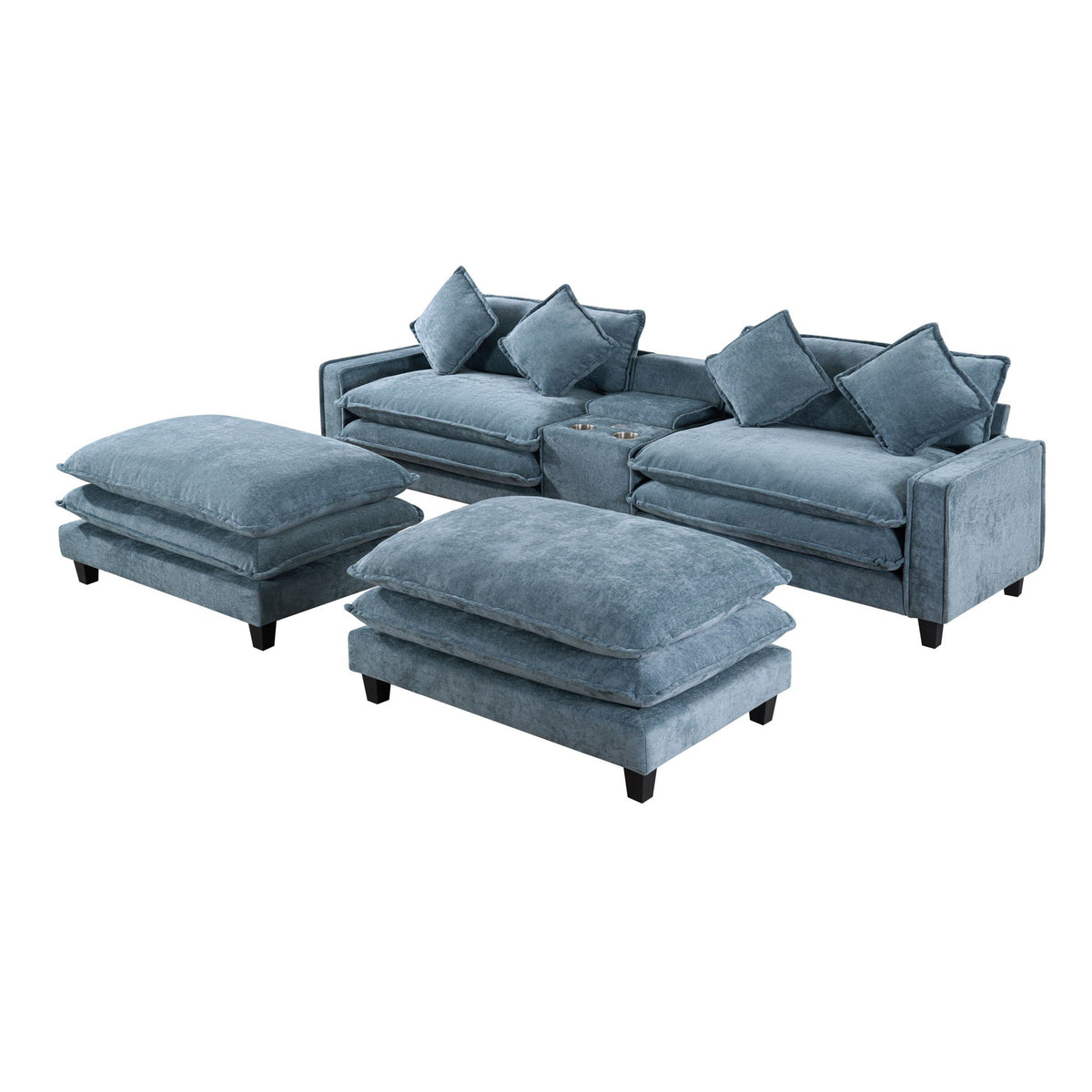 Modern Sectional Sofa With Removable Ottomans, USB Ports, photo 26 of 40