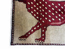 3 X 5 Handmade Hand-Knotteed New Vintage Rug Quality Wool Leopard Burgundy Beige