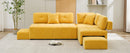 91.73" L-shaped Sofa Sectional Sofa Couch with 2 Stools and 2 Lumbar Pillows for Living Room, Yellow